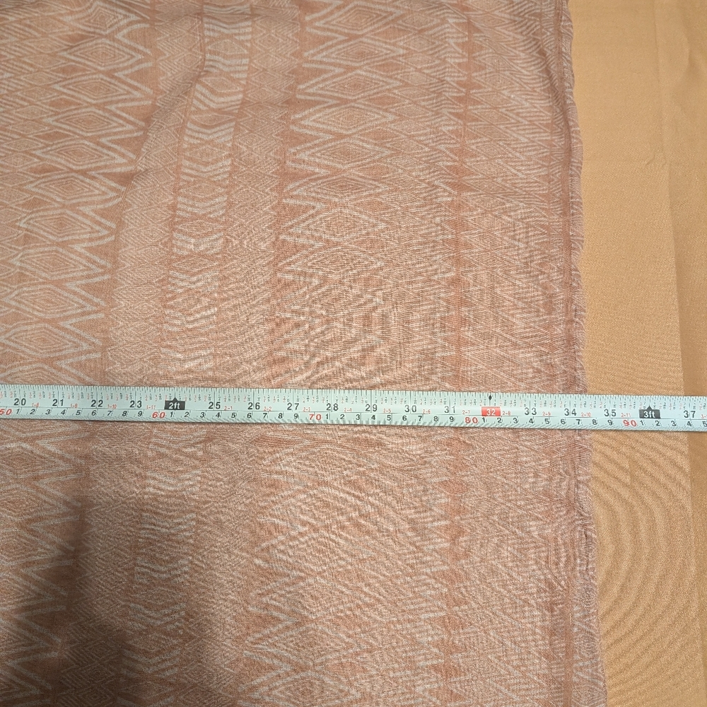 Beige And White Geometric Patterned Infinity Scarf - image 5